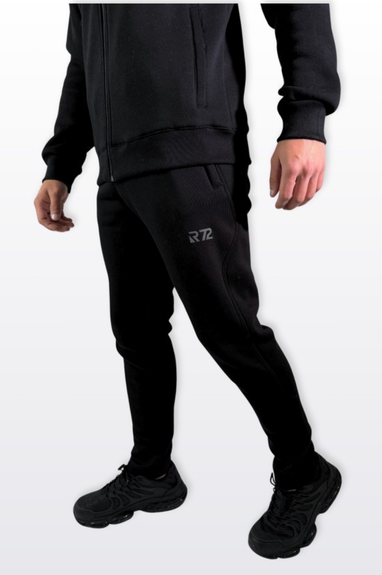 Мъжки ватиран спортен екип Raymond R-3115 – черен, с качулка и джобове с цип