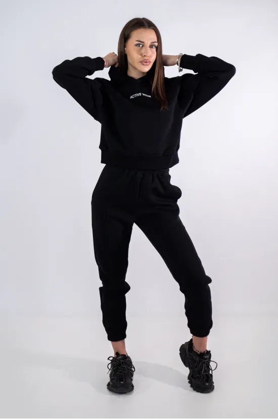 Дамски комплект от две части Active Wear – черен, топла и мека вата, JS-305, Raymond
