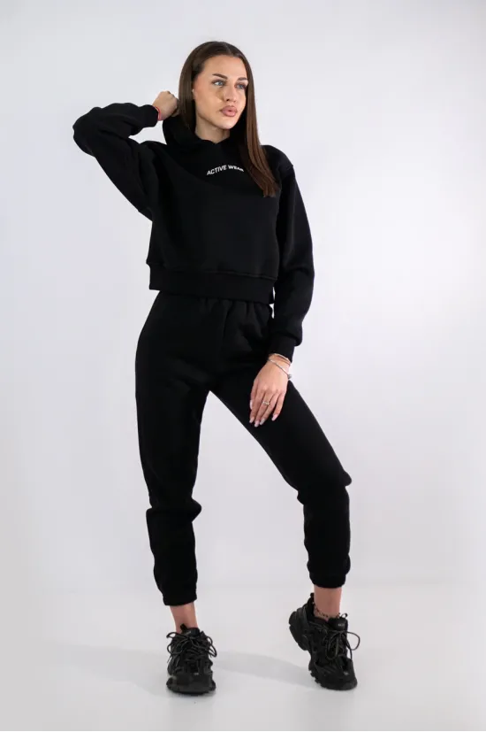 Дамски комплект от две части Active Wear – черен, топла и мека вата, JS-305, Raymond