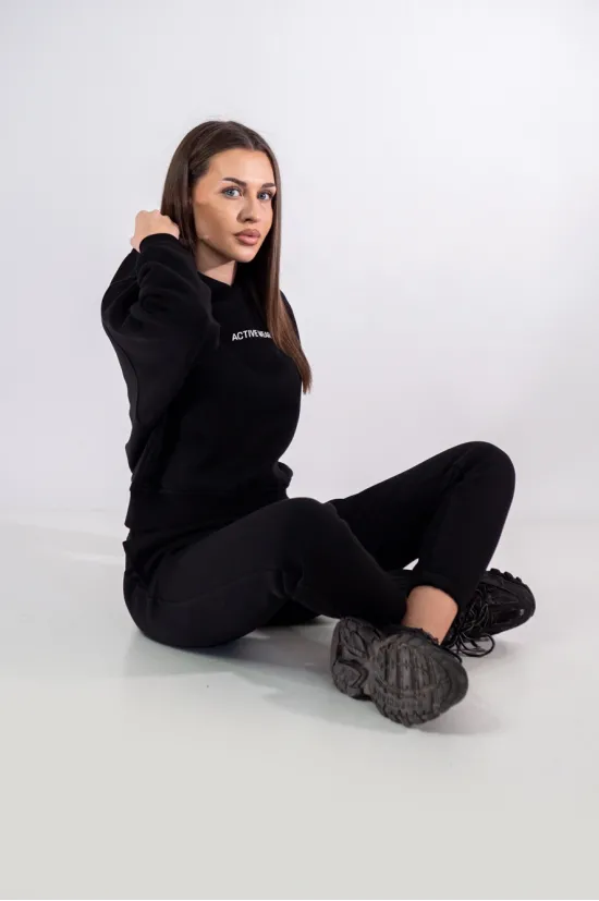 Дамски комплект от две части Active Wear – черен, топла и мека вата, JS-305, Raymond