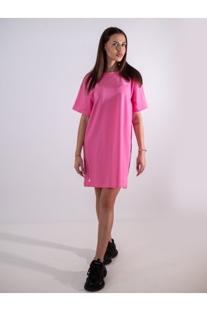 Елегантна дамска рокля, JS Active Wear, розова със свободна кройка 