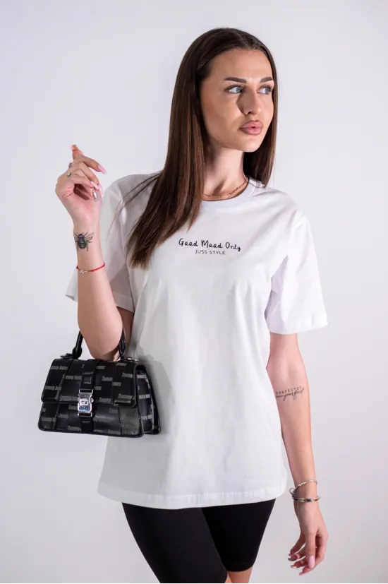 Дамски спортен комплект – тениска „Good Mood Only“ и къс клин JUSS STYLE